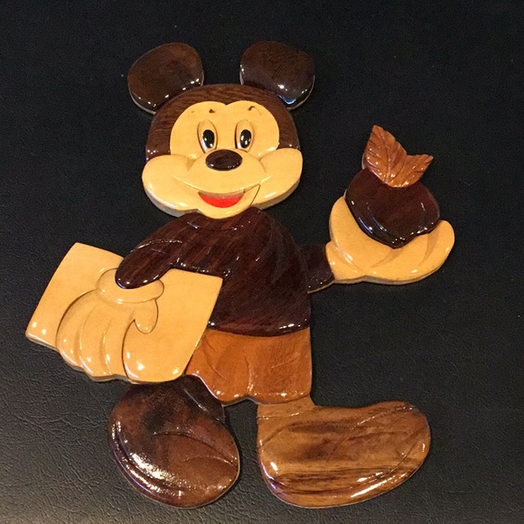 Vintage Mickey Mouse & Minnie Mouse Wooden Wall Art - Picture 2 of 4